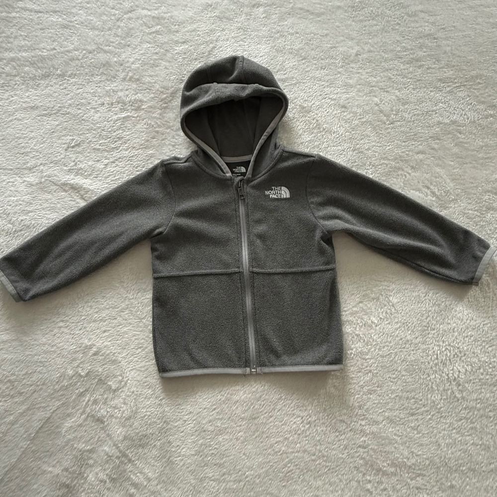 The North Face Kids Glacier Full Zip Fleece Hoodie Gray 18-24 Months NF0A3Y65 - Picture 2 of 6